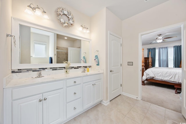 924 Sorano St, Myrtle Beach, SC 29579 - full bathroom featuring healthy amount of natural light, double vanity, a stall shower, and connected bathroom