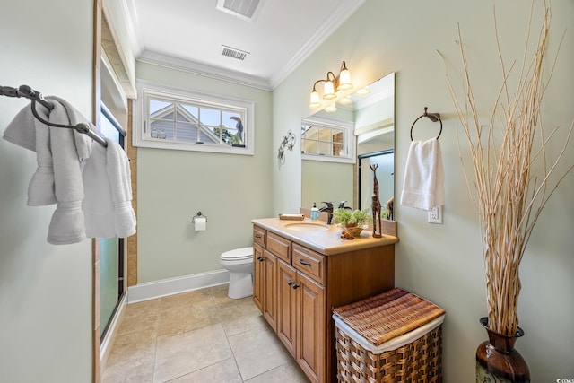 784 Caines Landing Rd, Conway, SC 29526 - full bath with vanity, crown molding, toilet, a shower with door, and baseboards