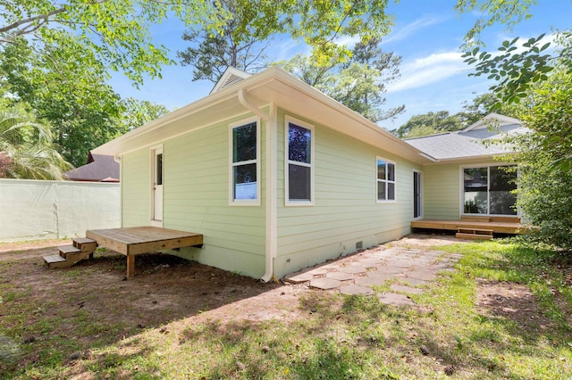 814 Night Heron Ln, Myrtle Beach, SC 29572 - view of side of property with a wooden deck and crawl space