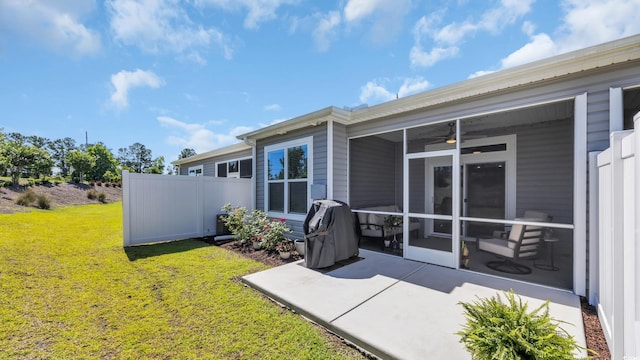 4053 Taranto Loop Unit C, Myrtle Beach, SC 29579 - view of yard featuring a sunroom, a patio area, and a ceiling fan