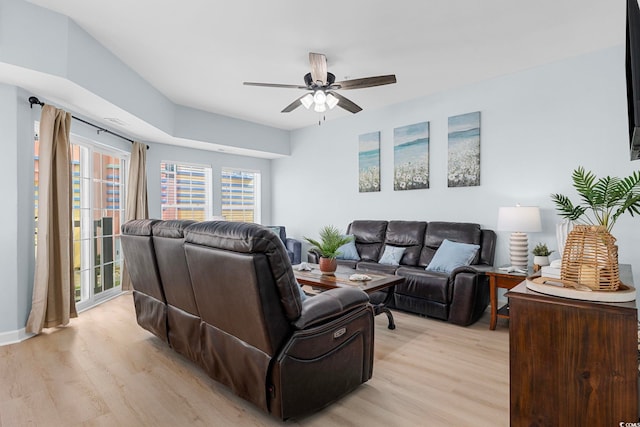 3401 N Ocean Blvd Unit 110, North Myrtle Beach, SC 29582 - living area with light wood-style floors and a ceiling fan