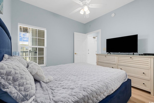 3401 N Ocean Blvd Unit 110, North Myrtle Beach, SC 29582 - bedroom featuring light wood-style flooring and a ceiling fan