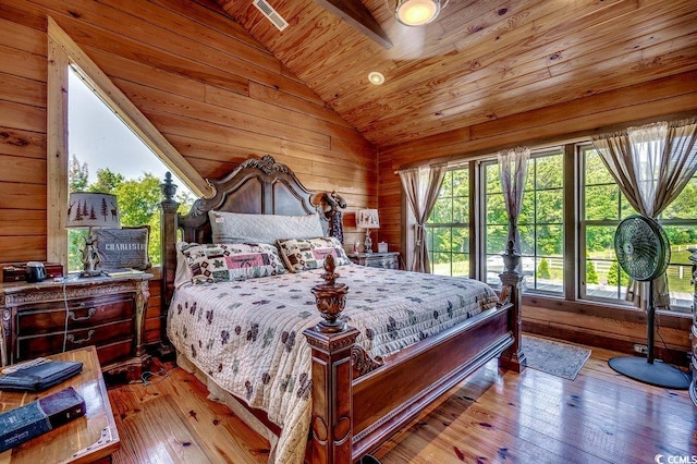 181 Halfway Rd, Nichols, SC 29581 - bedroom with vaulted ceiling, wooden ceiling, wooden walls, and wood-type flooring