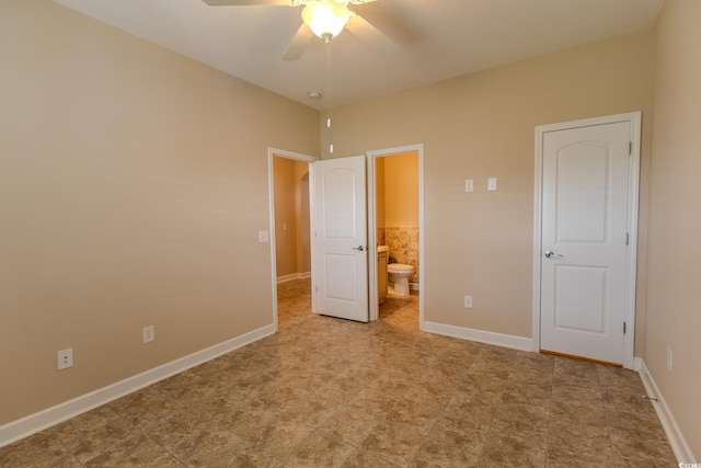 1224 Checkerberry St, Longs, SC 29568 - unfurnished bedroom with ensuite bath, baseboards, and a ceiling fan