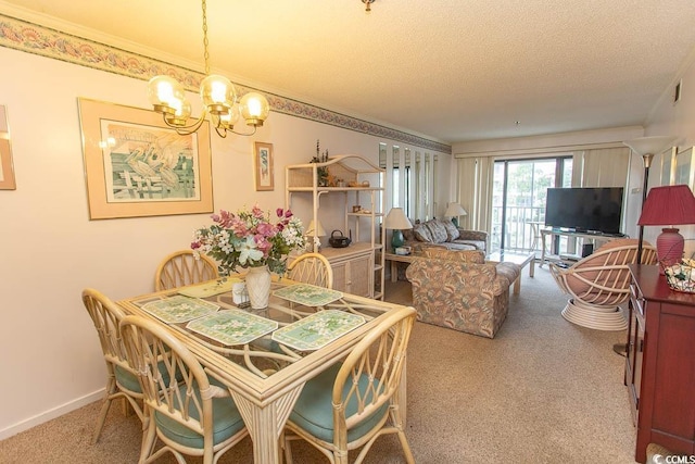 305 N Hillside Dr Unit 206, North Myrtle Beach, SC 29582 - carpeted dining area with a chandelier and a textured ceiling