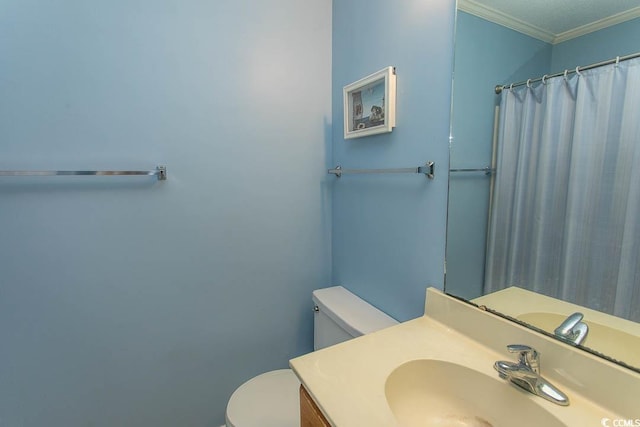 305 N Hillside Dr Unit 206, North Myrtle Beach, SC 29582 - full bath with vanity, crown molding, and a shower with shower curtain