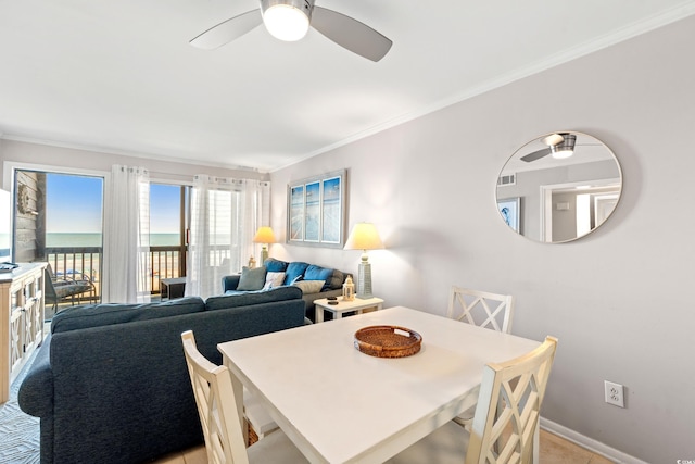 208 Ocean Blvd N Unit 226, North Myrtle Beach, SC 29582 - dining area featuring ceiling fan and crown molding