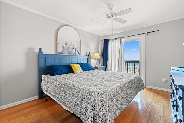 208 Ocean Blvd N Unit 226, North Myrtle Beach, SC 29582 - bedroom with wood finished floors, access to outside, ornamental molding, and a ceiling fan