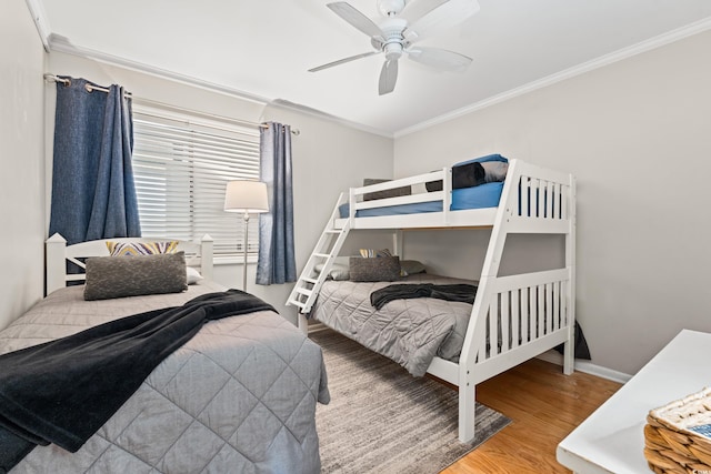 208 Ocean Blvd N Unit 226, North Myrtle Beach, SC 29582 - bedroom with crown molding, wood finished floors, and a ceiling fan
