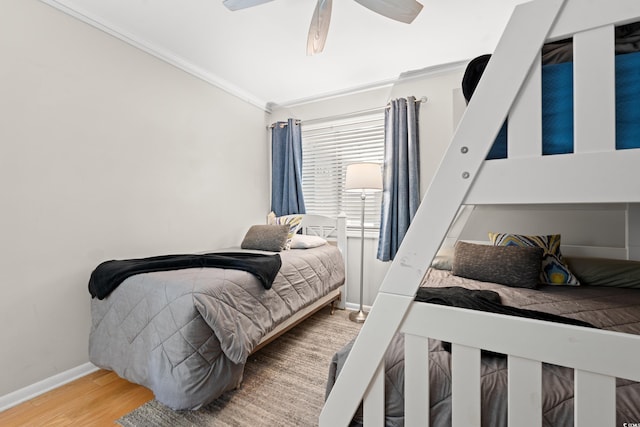 208 Ocean Blvd N Unit 226, North Myrtle Beach, SC 29582 - bedroom featuring ornamental molding, wood finished floors, and a ceiling fan
