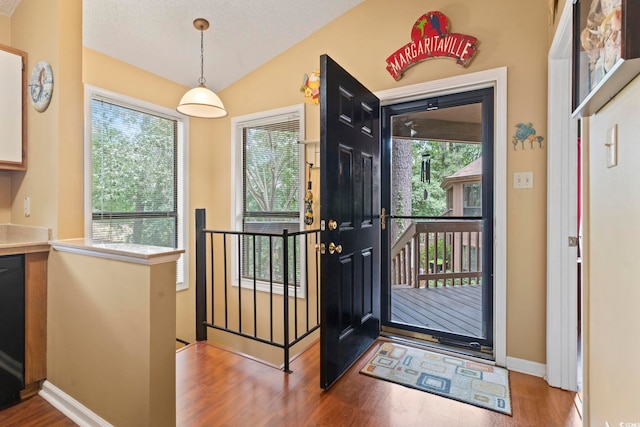 752 Tall Oaks Ct, Myrtle Beach, SC 29588 - foyer with wood finished floors, baseboards, and lofted ceiling