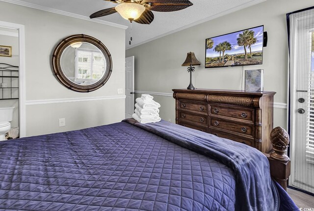 9660 Shore Dr Unit 208, Myrtle Beach, SC 29572 - bedroom featuring crown molding and ceiling fan