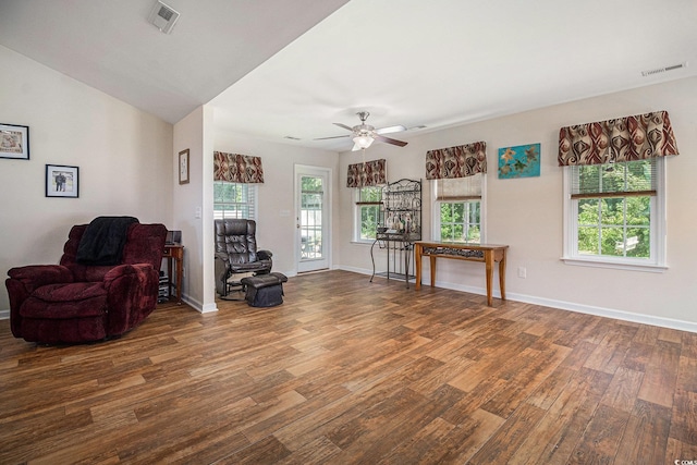 95 Timber Run Dr, Georgetown, SC 29440 - living area with wood finished floors and a ceiling fan
