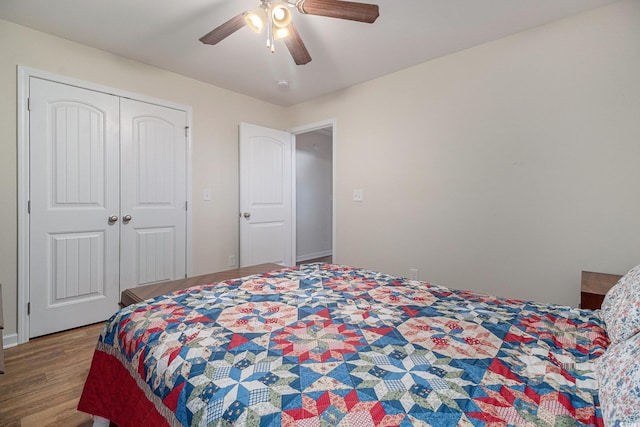 95 Timber Run Dr, Georgetown, SC 29440 - bedroom with wood finished floors, ceiling fan, and a closet