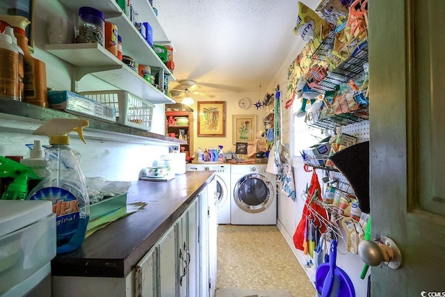 404 13th Ave S, Myrtle Beach, SC 29577 - laundry room featuring separate washer and dryer, a ceiling fan, and healthy amount of natural light