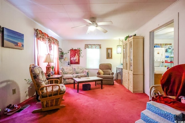 404 13th Ave S, Myrtle Beach, SC 29577 - carpeted living room with plenty of natural light and ceiling fan