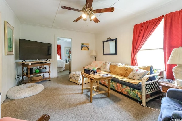 404 13th Ave S, Myrtle Beach, SC 29577 - living area with ceiling fan and carpet flooring