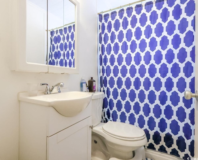 404 13th Ave S, Myrtle Beach, SC 29577 - full bathroom featuring toilet, vanity, and a shower with shower curtain