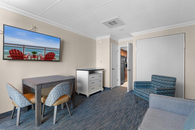 1105 S Ocean Blvd Unit 110, Myrtle Beach, SC 29577 - office with ornamental molding, carpet, and baseboards