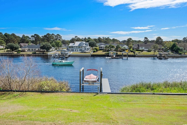 208 W Palms Dr, Myrtle Beach, SC 29579 - water view with a boat dock and nearby suburban area