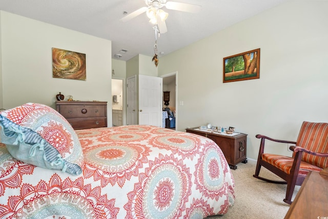5852 Longwood Dr Unit 302, Murrells Inlet, SC 29576 - bedroom with carpet, connected bathroom, and ceiling fan