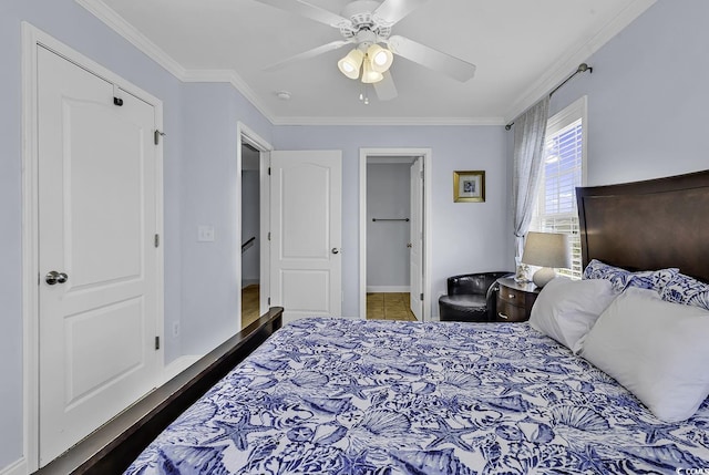 113-A Vista Dr, Garden City Beach, SC 29576 - bedroom featuring crown molding, ceiling fan, and baseboards