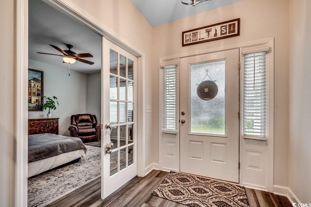 3091 Viceroy Loop, Little River, SC 29566 - entryway with dark wood-style flooring, baseboards, and a ceiling fan