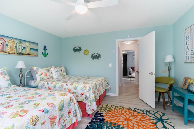 4307 Beverly Ct, North Myrtle Beach, SC 29582 - bedroom with wood finished floors, baseboards, and a ceiling fan