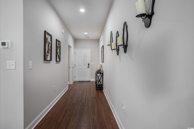 2472 Bayboro St Unit C, Loris, SC 29569 - hallway with dark wood finished floors, baseboards, and recessed lighting