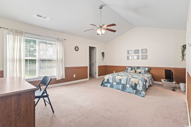 176 Whispering Oaks Dr, Longs, SC 29568 - bedroom featuring lofted ceiling, carpet floors, an office area, and a ceiling fan