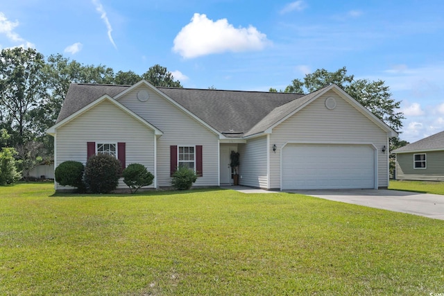176 Whispering Oaks Dr, Longs, SC 29568 - view of front facade with a garage, concrete driveway, a front lawn, and roof with shingles