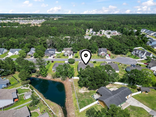176 Whispering Oaks Dr, Longs, SC 29568 - aerial overview of property's location featuring a heavily wooded area, a nearby body of water, and nearby suburban area