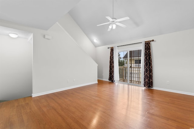 6500 Colonial Dr Unit 2, Myrtle Beach, SC 29572 - unfurnished living room featuring wood finished floors, a ceiling fan, and high vaulted ceiling