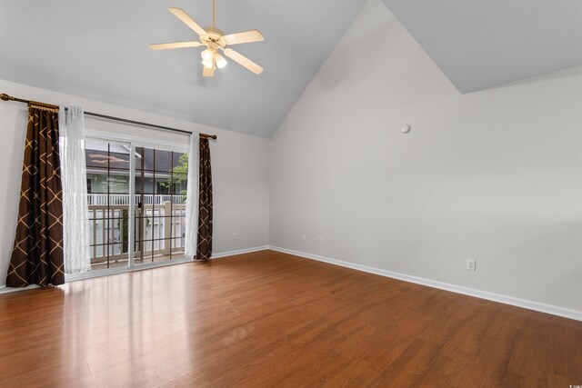 6500 Colonial Dr Unit 2, Myrtle Beach, SC 29572 - unfurnished room with ceiling fan, wood finished floors, and high vaulted ceiling