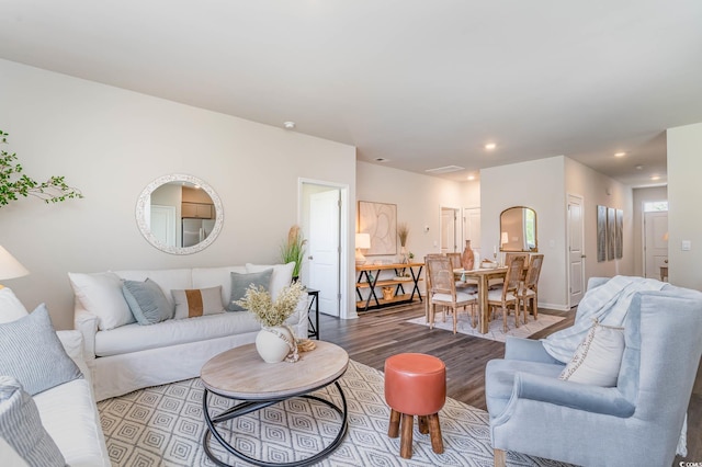 2889 Riverboat Way, Conway, SC 29526 - living room featuring wood finished floors and recessed lighting