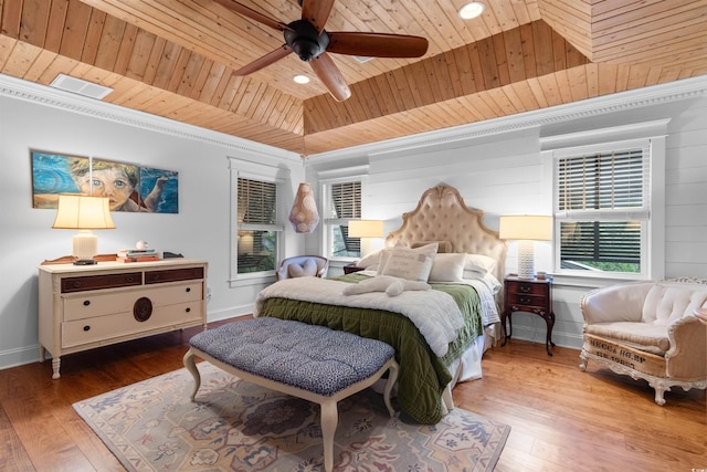 309 Sunset Trl, Myrtle Beach, SC 29577 - bedroom with wood ceiling, wood finished floors, baseboards, a ceiling fan, and recessed lighting