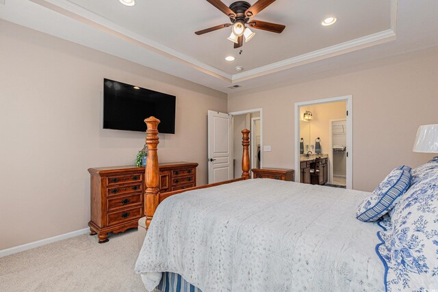 15 Saltwind Loop, Murrells Inlet, SC 29576 - bedroom with light carpet, recessed lighting, ornamental molding, baseboards, and connected bathroom