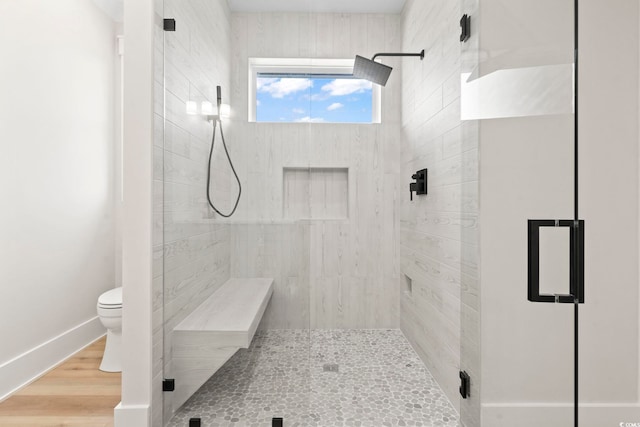4617 Hedrick St, North Myrtle Beach, SC 29582 - bathroom with a stall shower and wood finished floors
