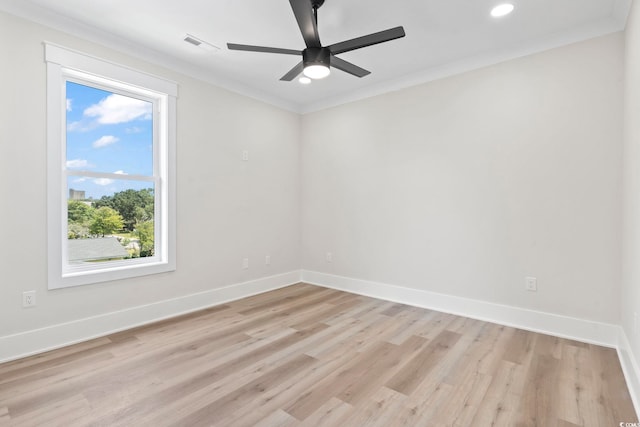 4617 Hedrick St, North Myrtle Beach, SC 29582 - unfurnished room with light wood finished floors, ornamental molding, recessed lighting, and a ceiling fan