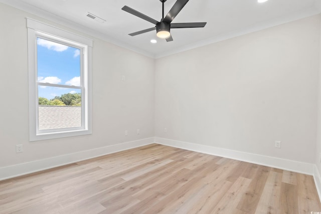 4617 Hedrick St, North Myrtle Beach, SC 29582 - spare room with ornamental molding, light wood-type flooring, a ceiling fan, and recessed lighting