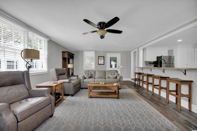 1155 Palmetto St, Georgetown, SC 29440 - living area with dark wood-style flooring and ceiling fan