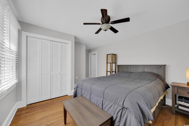 1155 Palmetto St, Georgetown, SC 29440 - bedroom with wood finished floors, a closet, and ceiling fan