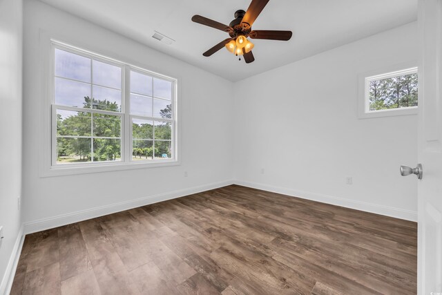 1039 Forest Dr, Conway, SC 29526 - empty room featuring ceiling fan and dark wood-style floors