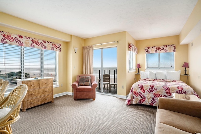 1605 S Ocean Blvd Unit 204, Myrtle Beach, SC 29577 - carpeted bedroom featuring access to outside and baseboards