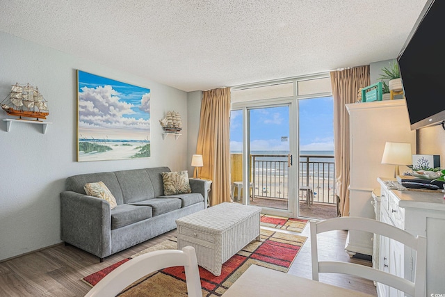 2801 S Ocean Blvd Unit 535, North Myrtle Beach, SC 29582 - living area featuring a textured ceiling and wood finished floors