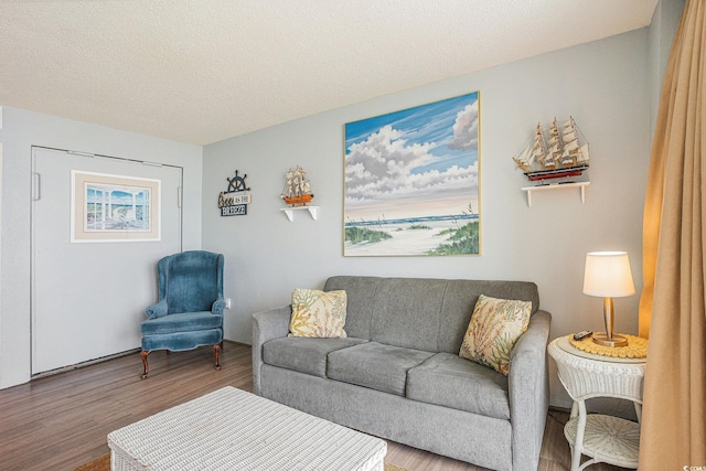 2801 S Ocean Blvd Unit 535, North Myrtle Beach, SC 29582 - living room featuring wood finished floors and a textured ceiling