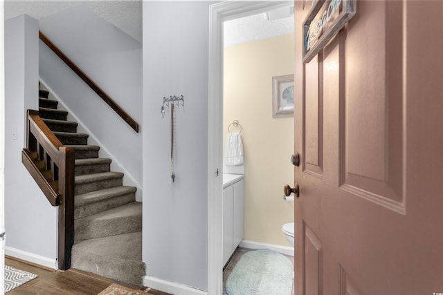 614 15th Ave S Unit 41, Surfside Beach, SC 29575 - bathroom with wood finished floors and a textured ceiling