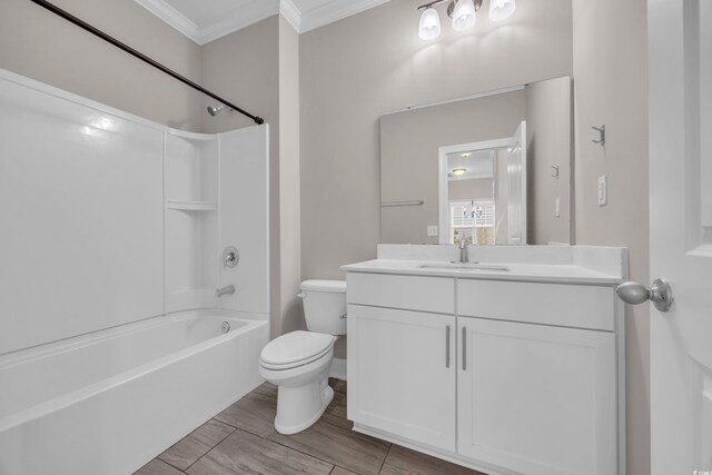 5621 Camilla Ct, Myrtle Beach, SC 29579 - full bath with ornamental molding, toilet, vanity, tub / shower combination, and baseboards