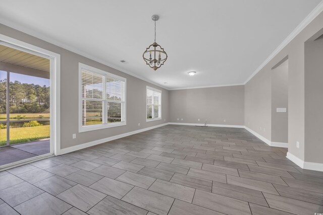 5621 Camilla Ct, Myrtle Beach, SC 29579 - empty room featuring ornamental molding, a chandelier, and baseboards