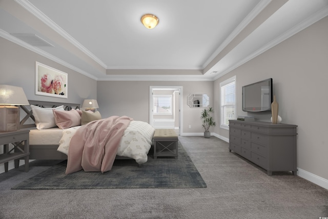 5621 Camilla Ct, Myrtle Beach, SC 29579 - carpeted bedroom with a raised ceiling, ornamental molding, and baseboards